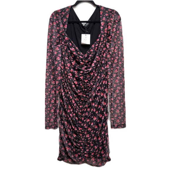 NWT In The Style x Liberty Black Floral Puff Sleeve Mini Dress 20 - Picture 3 of 9